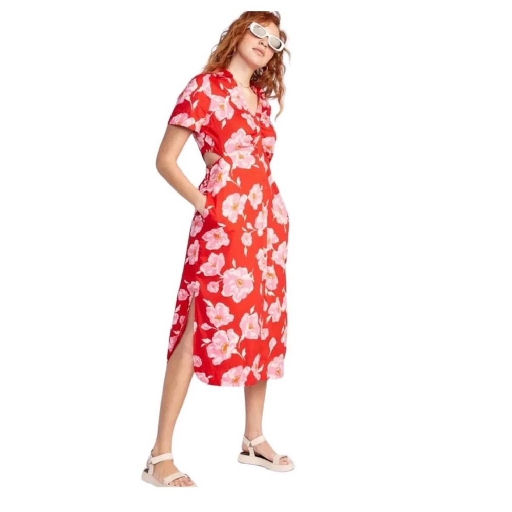NWT Old Navy Cutout Midi Shirt Dress